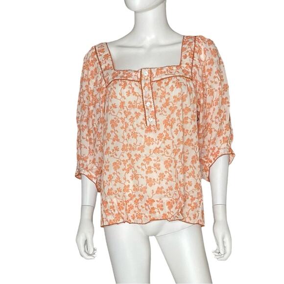 JOIE Leroye Short Sleeve Cotton Top Porcelain Multi Women’s Sz XL NWT - Picture 2 of 9
